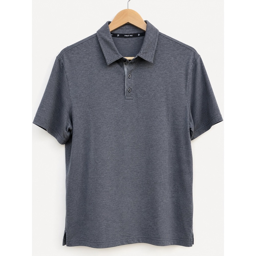 Public Rec Mens Go-To Polo Shirt Charcoal Gray Heather Pima Cotton Tencel Strtch